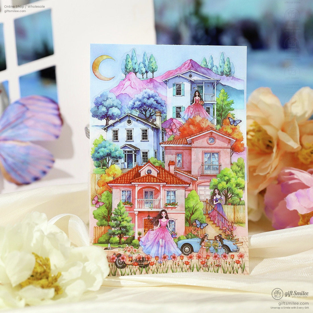 Layerable Die‑Cut Watercolor Scenery Scenery Sticker Set | KS-SA-4387