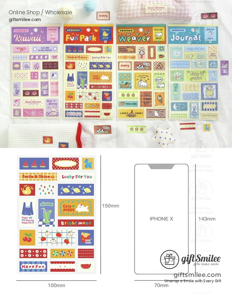 Fabric Texture Pastel Cute Patchwork Decorative Stickers | KS-SA-4419