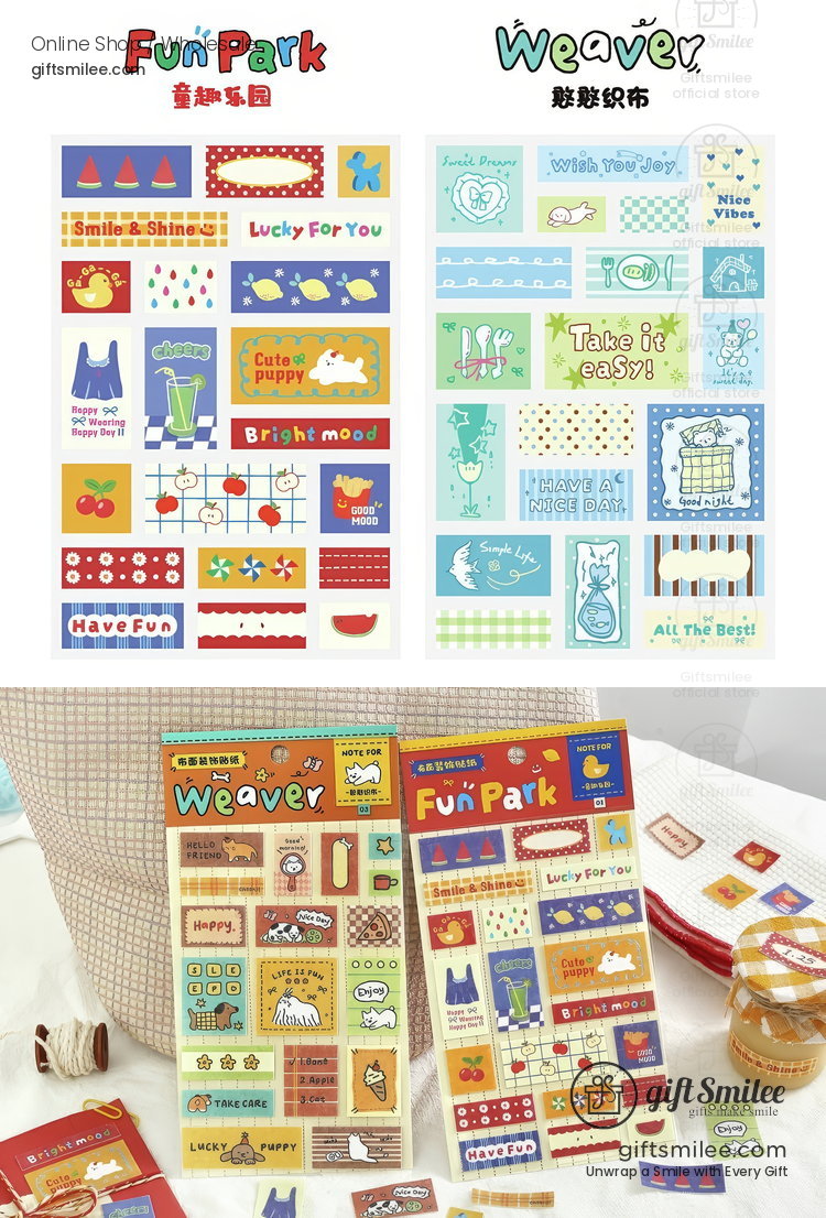 Fabric Texture Pastel Cute Patchwork Decorative Stickers | KS-SA-4419