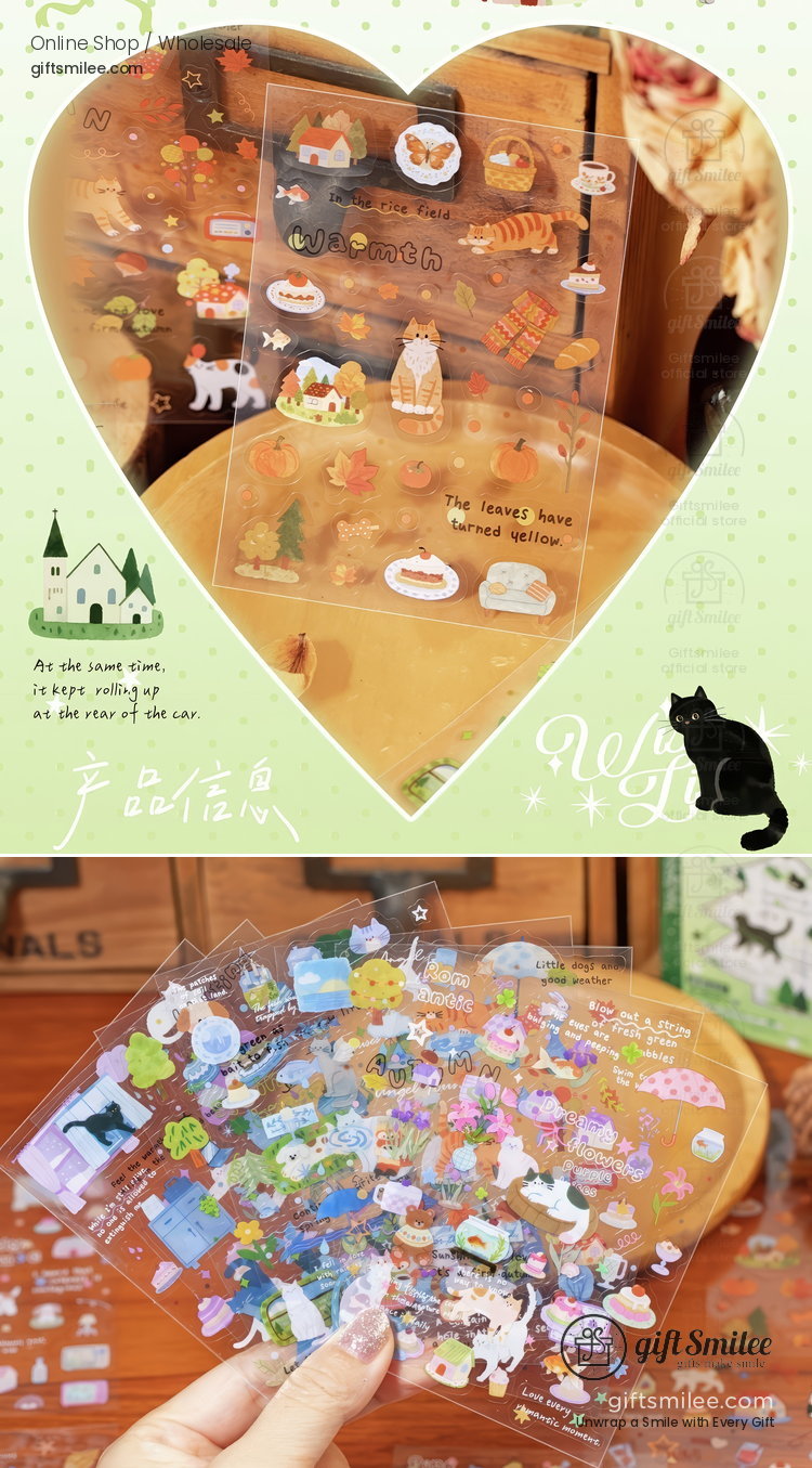 Pet Kiss-Cut Cat Forest 20P Sticker Book | KS-SA-4420