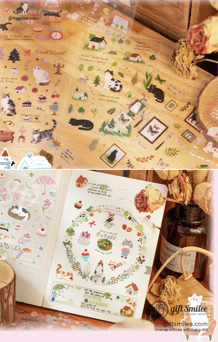 Pet Kiss-Cut Cat Forest 20P Sticker Book | KS-SA-4420