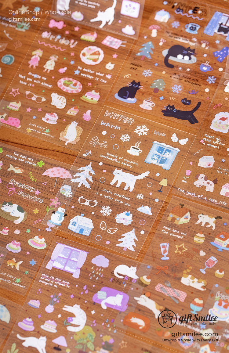 Pet Kiss-Cut Cat Forest 20P Sticker Book | KS-SA-4420
