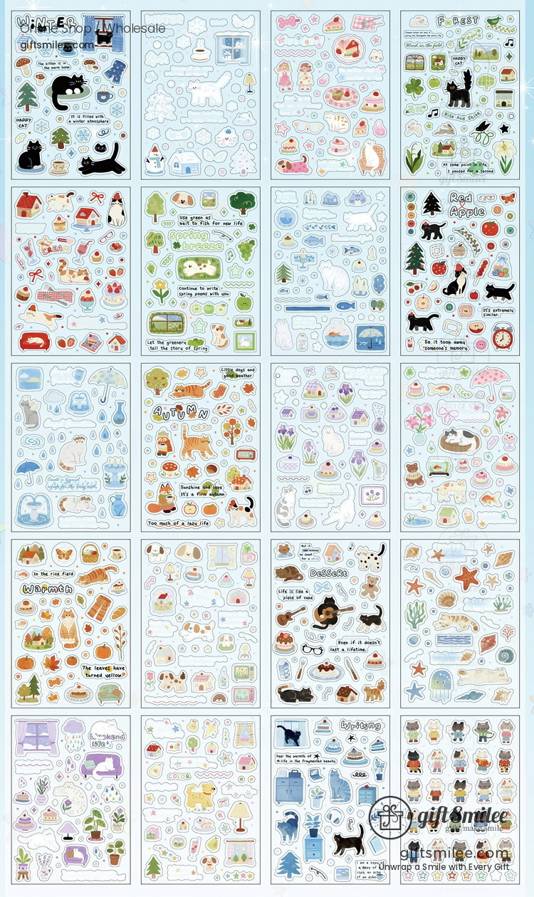 Pet Kiss-Cut Cat Forest 20P Sticker Book | KS-SA-4420