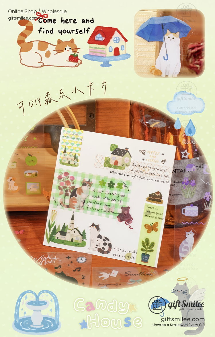 Pet Kiss-Cut Cat Forest 20P Sticker Book | KS-SA-4420