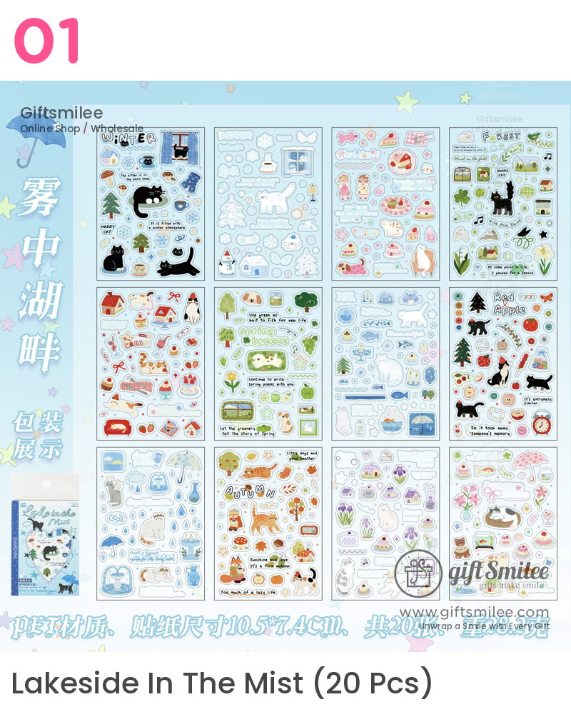Pet Kiss-Cut Cat Forest 20P Sticker Book | KS-SA-4420
