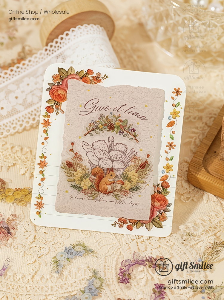 Dual-Material Embroidery-Style 20Pcs Floral Border Sticker Book | KS-SA-4423