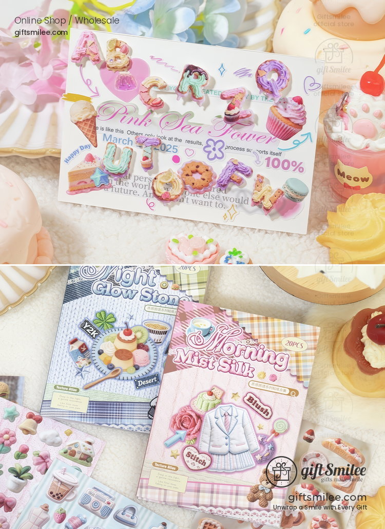 Coated Paper Embroidery Texture 20Pcs Sticker Book | KS-SA-4425