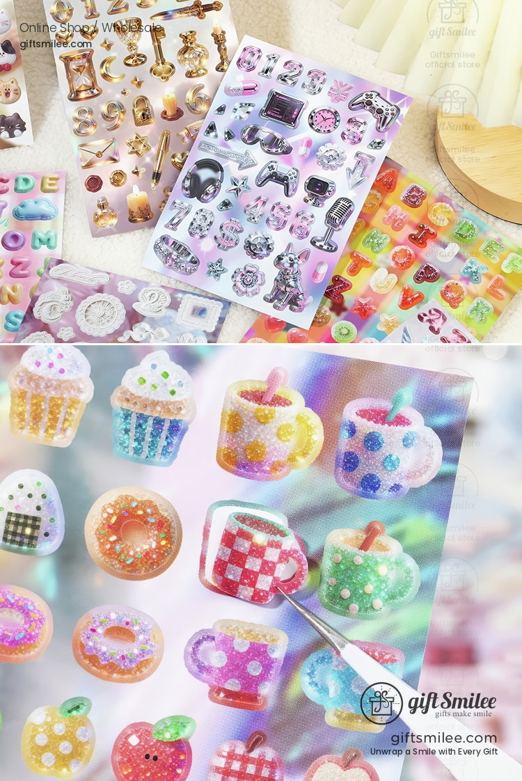 Coated Paper Embroidery Texture 20Pcs Sticker Book | KS-SA-4425