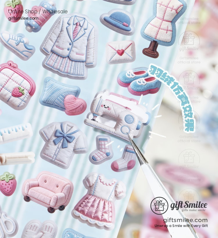 Coated Paper Embroidery Texture 20Pcs Sticker Book | KS-SA-4425