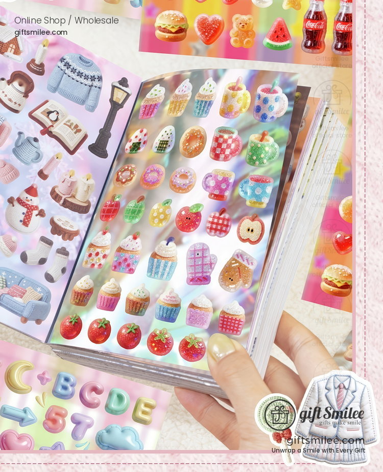 Coated Paper Embroidery Texture 20Pcs Sticker Book | KS-SA-4425