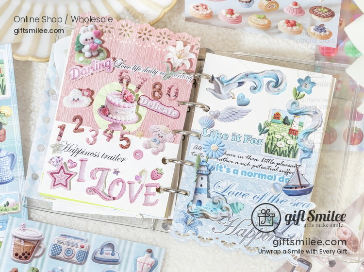 Coated Paper Embroidery Texture 20Pcs Sticker Book | KS-SA-4425