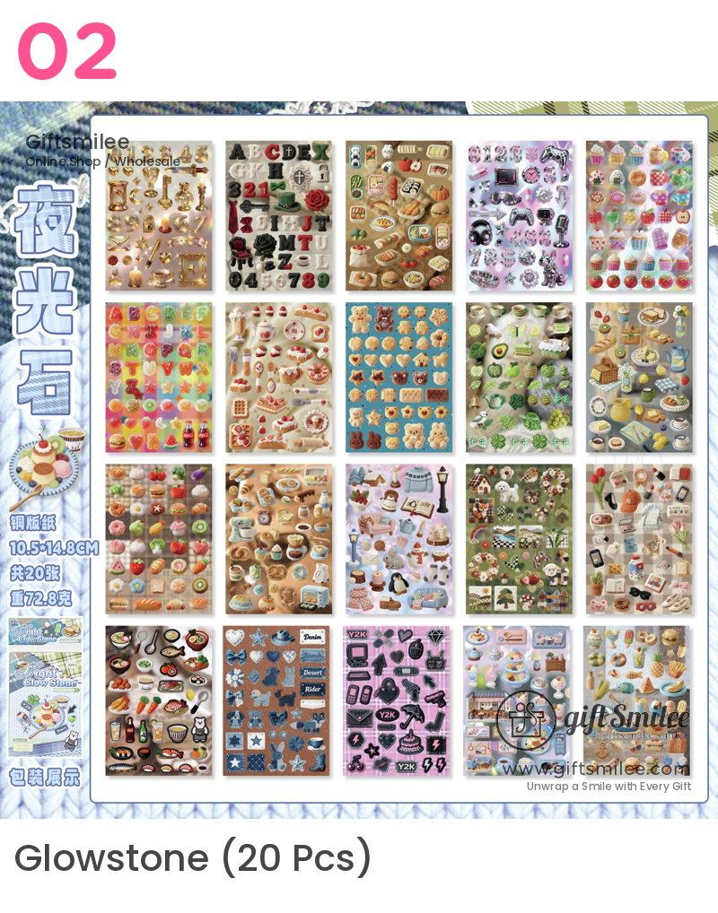 Coated Paper Embroidery Texture 20Pcs Sticker Book | KS-SA-4425