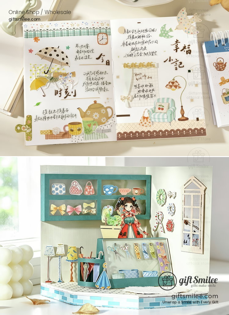 Spiral Bound Die-Cut Kawaii Daily Motifs Sticker Book | KS-SA-4428