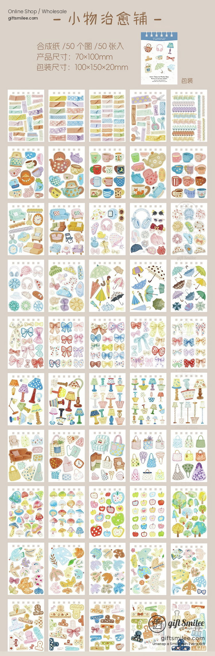 Spiral Bound Die-Cut Kawaii Daily Motifs Sticker Book | KS-SA-4428