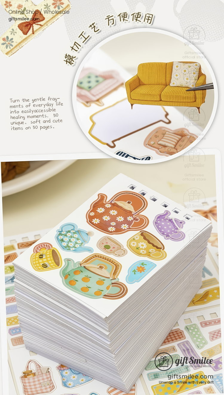 Spiral Bound Die-Cut Kawaii Daily Motifs Sticker Book | KS-SA-4428