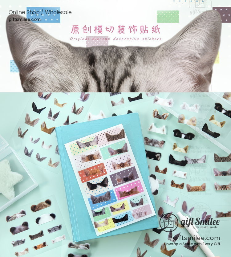 Pet Transparent Cute Animal Ears Decorative Stickers | KS-SA-4429