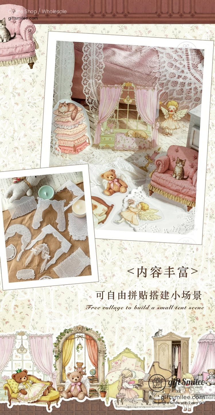 Dual-Material Vintage Fairy Tale Aesthetic Decorative Sticker Pack | KS-SA-4430