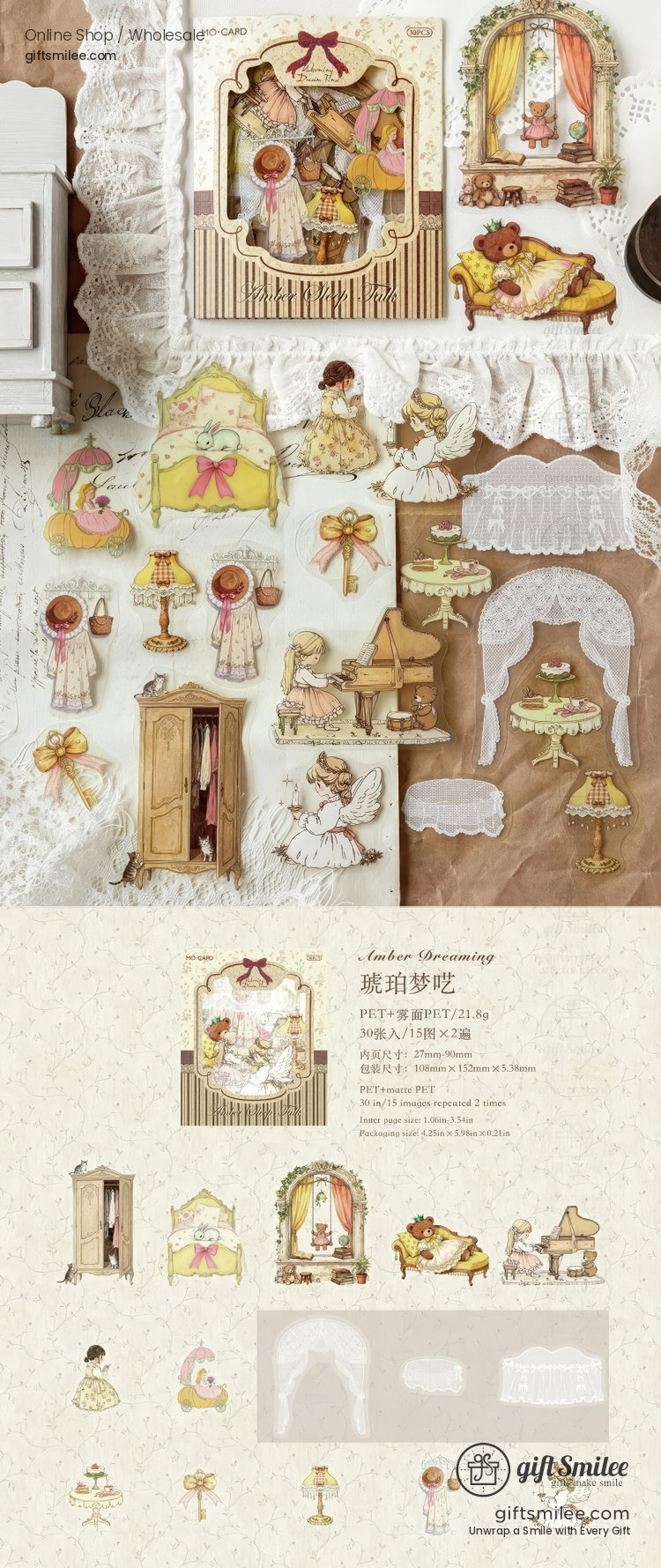 Dual-Material Vintage Fairy Tale Aesthetic Decorative Sticker Pack | KS-SA-4430