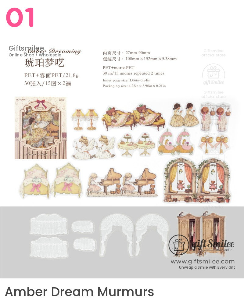 Dual-Material Vintage Fairy Tale Aesthetic Decorative Sticker Pack | KS-SA-4430