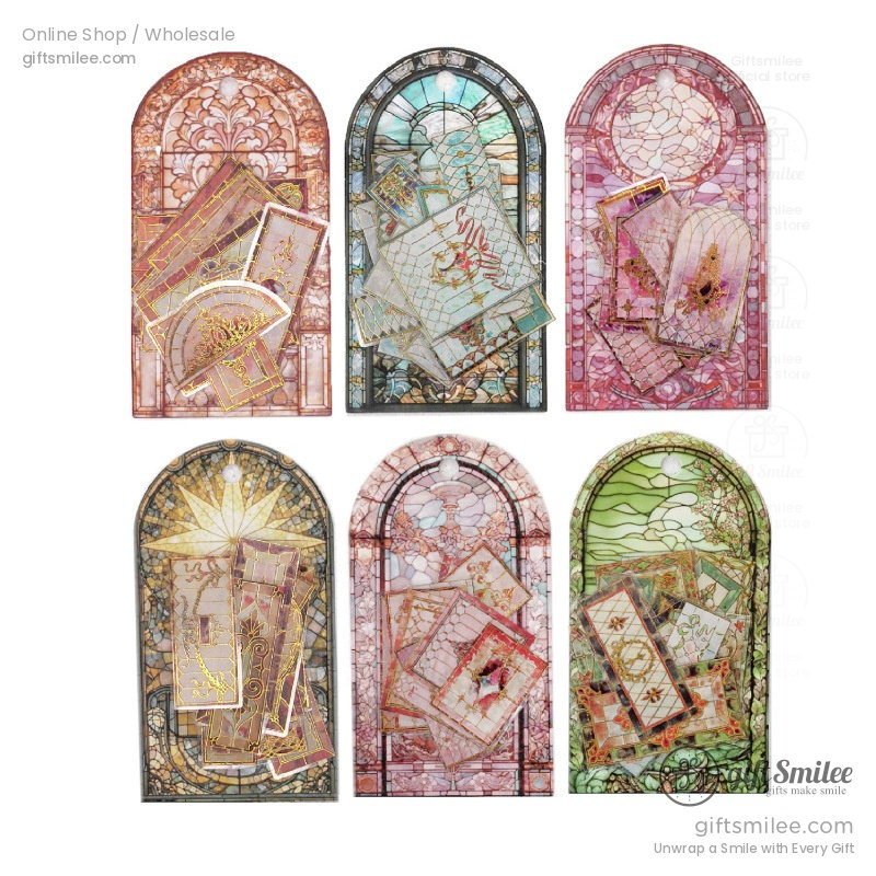 Transparent Gold-Foil Vintage Stained-Glass Sticker Pack | KS-SA-4431