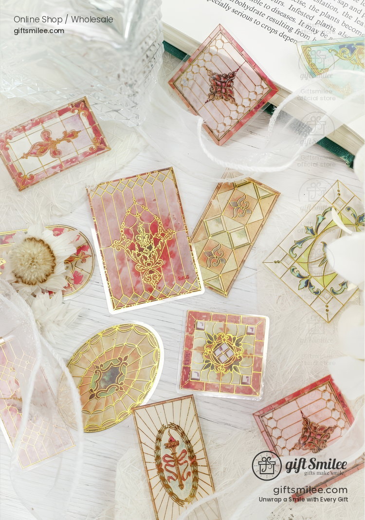 Transparent Gold-Foil Vintage Stained-Glass Sticker Pack | KS-SA-4431