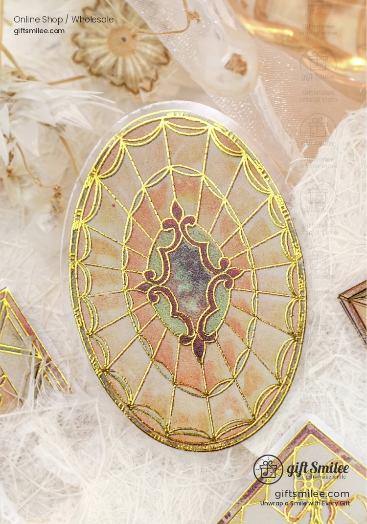 Transparent Gold-Foil Vintage Stained-Glass Sticker Pack | KS-SA-4431