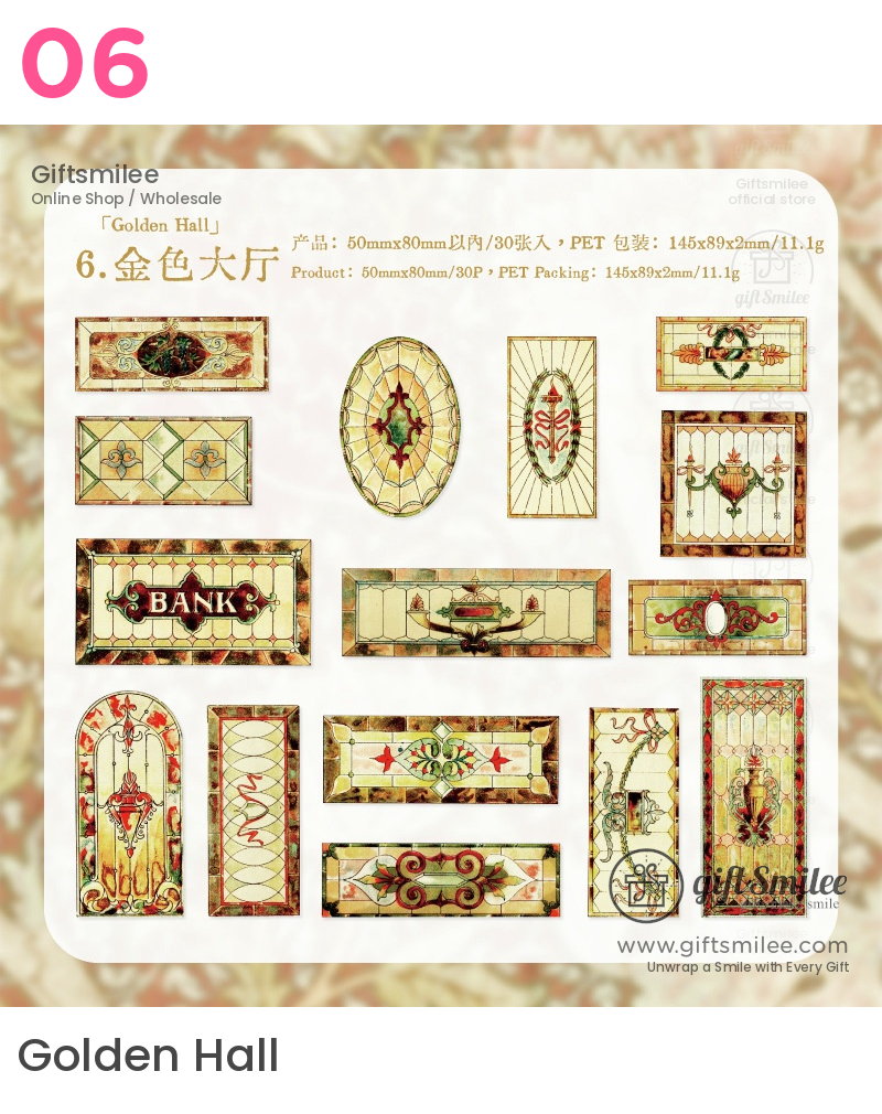 Transparent Gold-Foil Vintage Stained-Glass Sticker Pack | KS-SA-4431