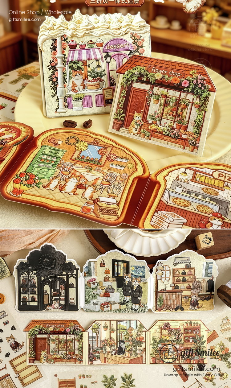 Textured Pet Fold-Out Mini Scene 3D Scene Stickers | KS-SA-4432