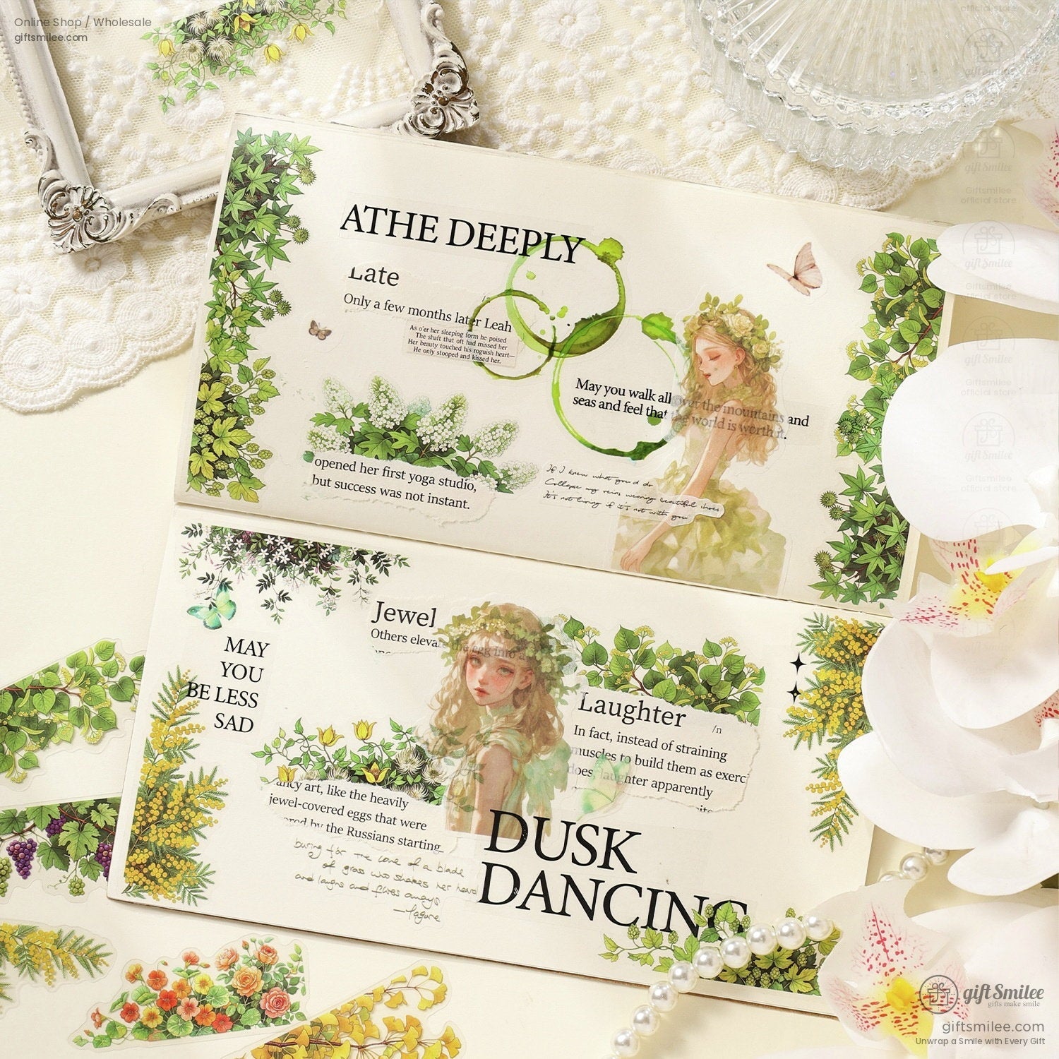 Transparent Pet Waterproof Floral Landscape Sticker Pack | KS-SA-4433