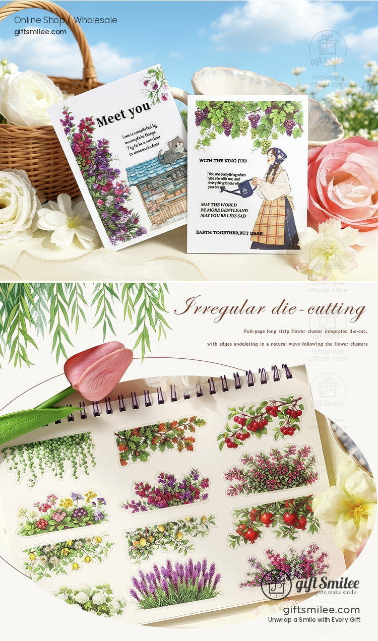 Transparent Pet Waterproof Floral Landscape Sticker Pack | KS-SA-4433