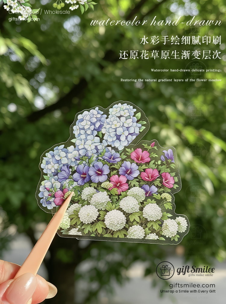 Transparent Pet Waterproof Floral Landscape Sticker Pack | KS-SA-4433