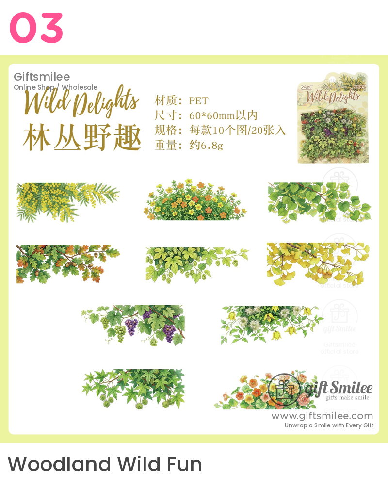 Transparent Pet Waterproof Floral Landscape Sticker Pack | KS-SA-4433