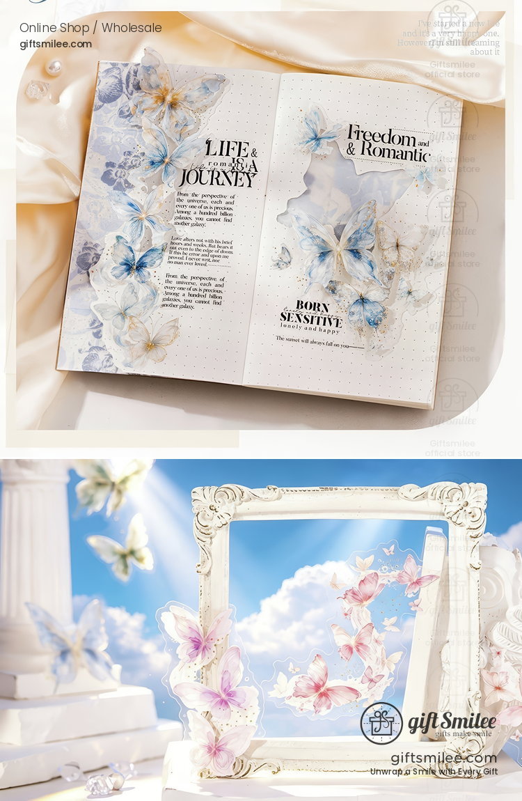 Large Transparent Pet Holographic Butterfly Sticker Pack | KS-SA-4434