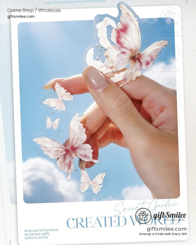 Large Transparent Pet Holographic Butterfly Sticker Pack | KS-SA-4434