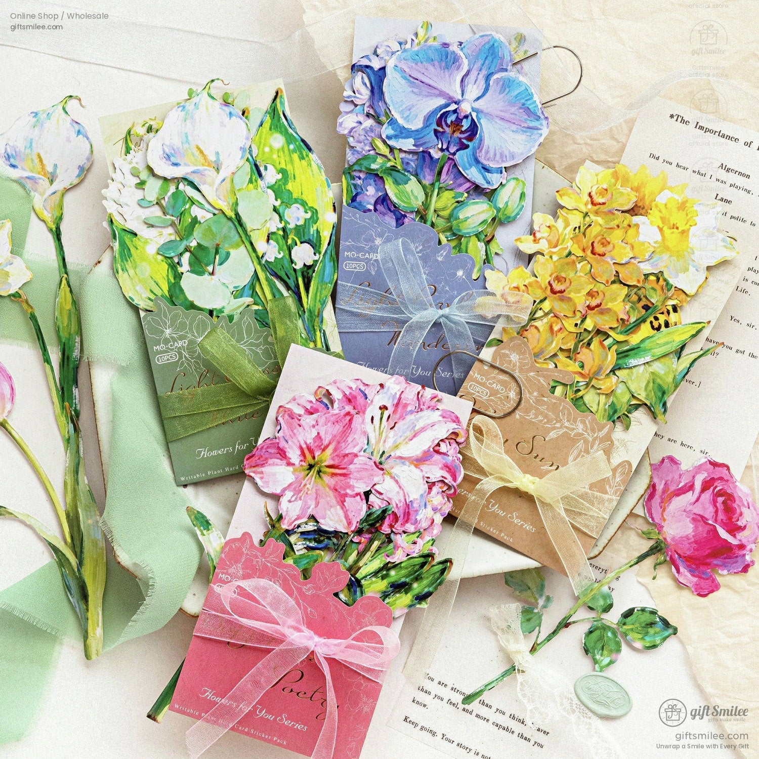 Writable Hard Card Floral Illustration 10Pcs Sticker Pack | KS-SA-4436