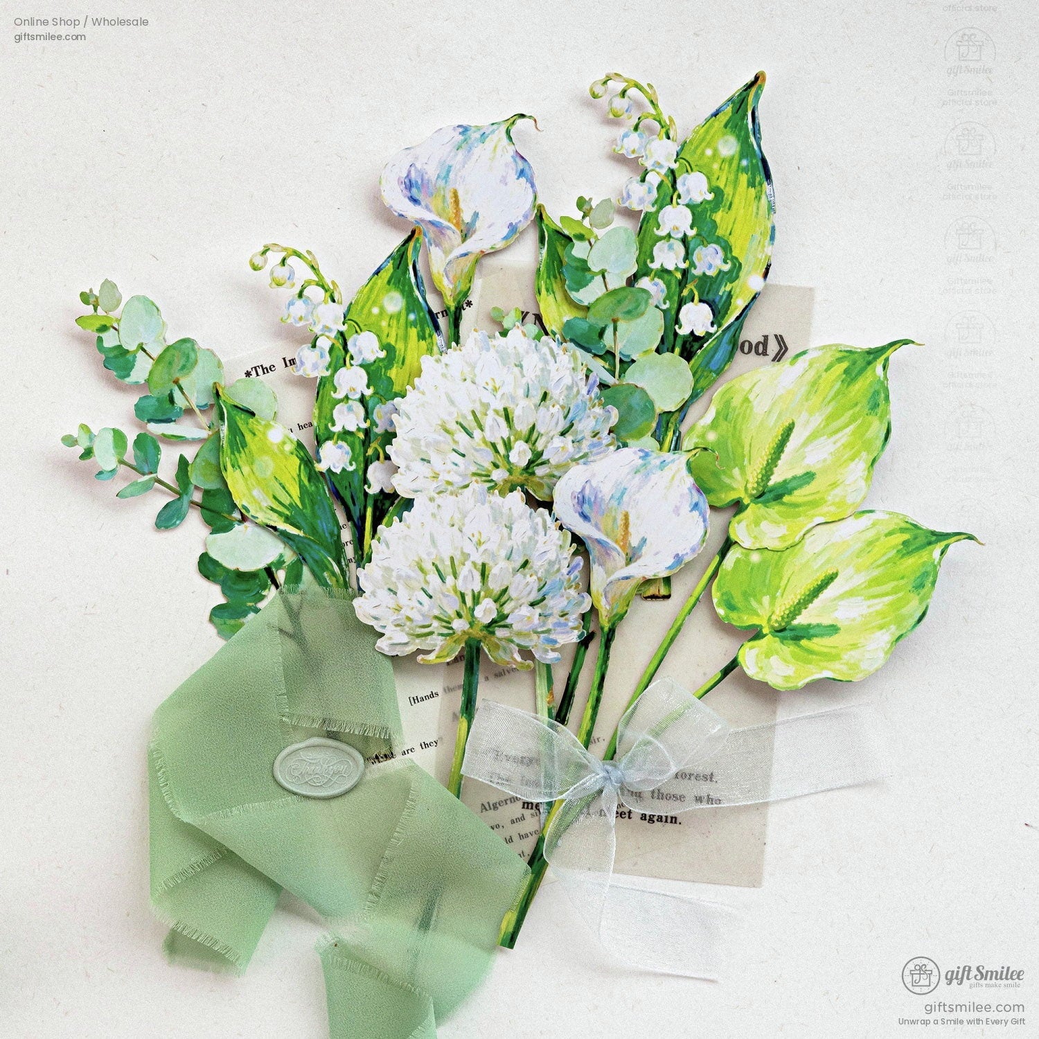 Writable Hard Card Floral Illustration 10Pcs Sticker Pack | KS-SA-4436