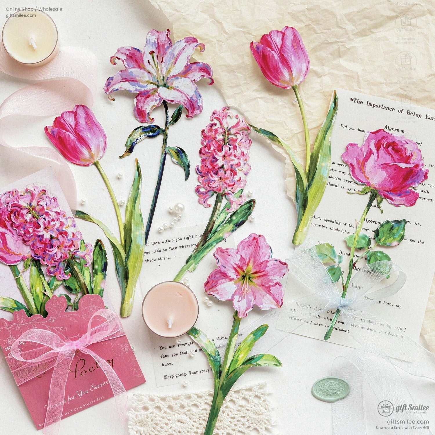 Writable Hard Card Floral Illustration 10Pcs Sticker Pack | KS-SA-4436