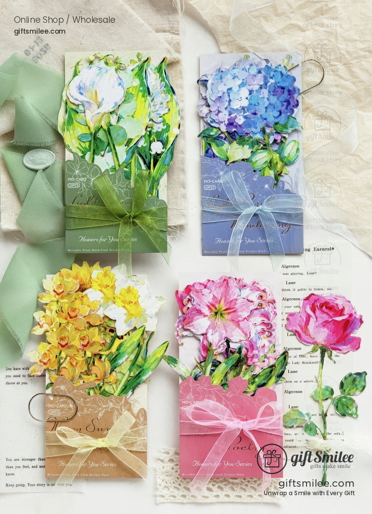 Writable Hard Card Floral Illustration 10Pcs Sticker Pack | KS-SA-4436