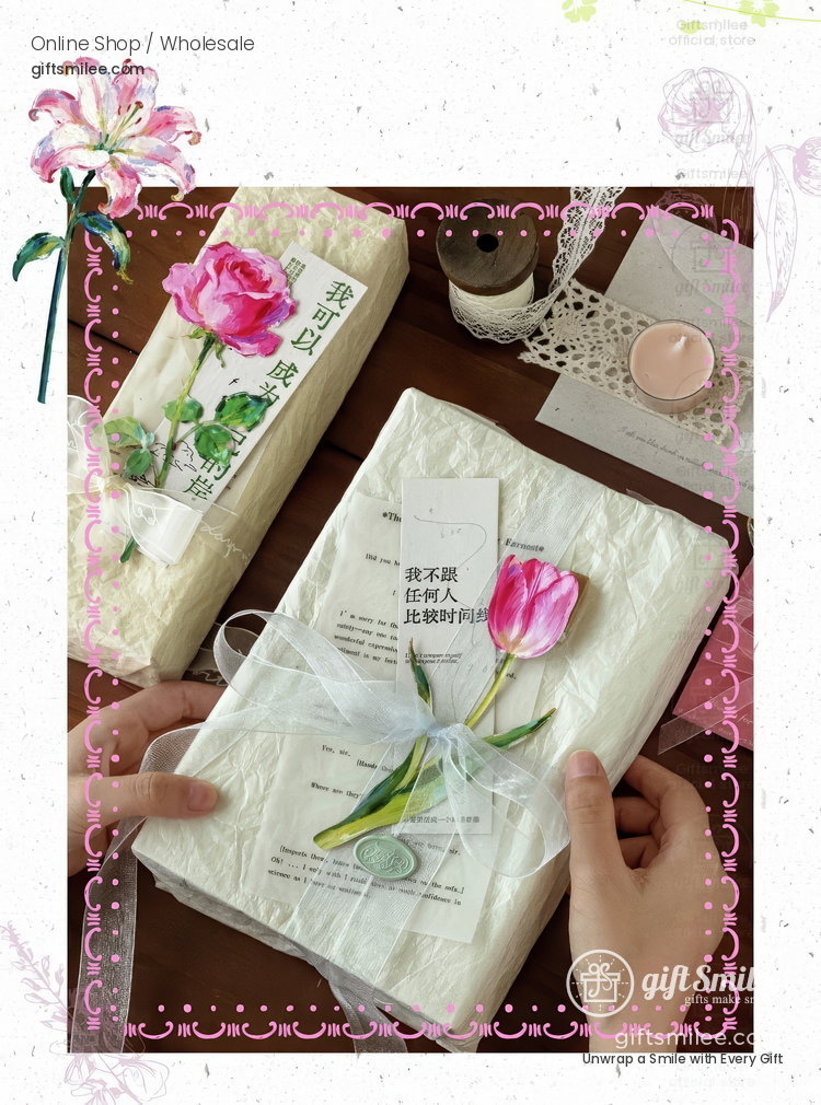 Writable Hard Card Floral Illustration 10Pcs Sticker Pack | KS-SA-4436
