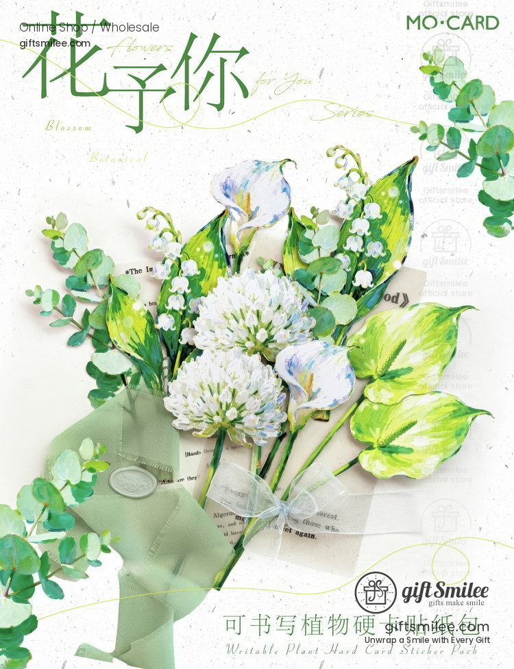 Writable Hard Card Floral Illustration 10Pcs Sticker Pack | KS-SA-4436
