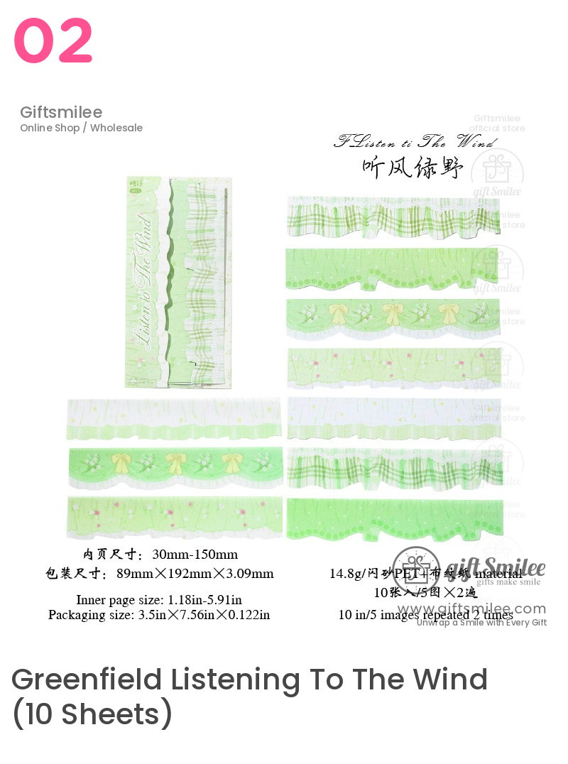 Transparent Lace Ruffle Pastel 10-Piece Sticker Pack | KS-SA-4438