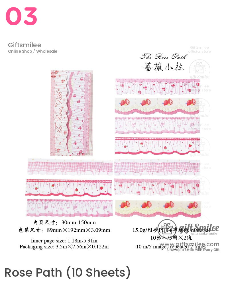Transparent Lace Ruffle Pastel 10-Piece Sticker Pack | KS-SA-4438