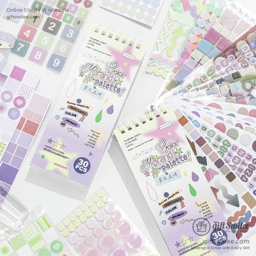 Pastel Gradient 30-Sheet Spiral Assorted Patterns Sticker Book | KS-SA-4439