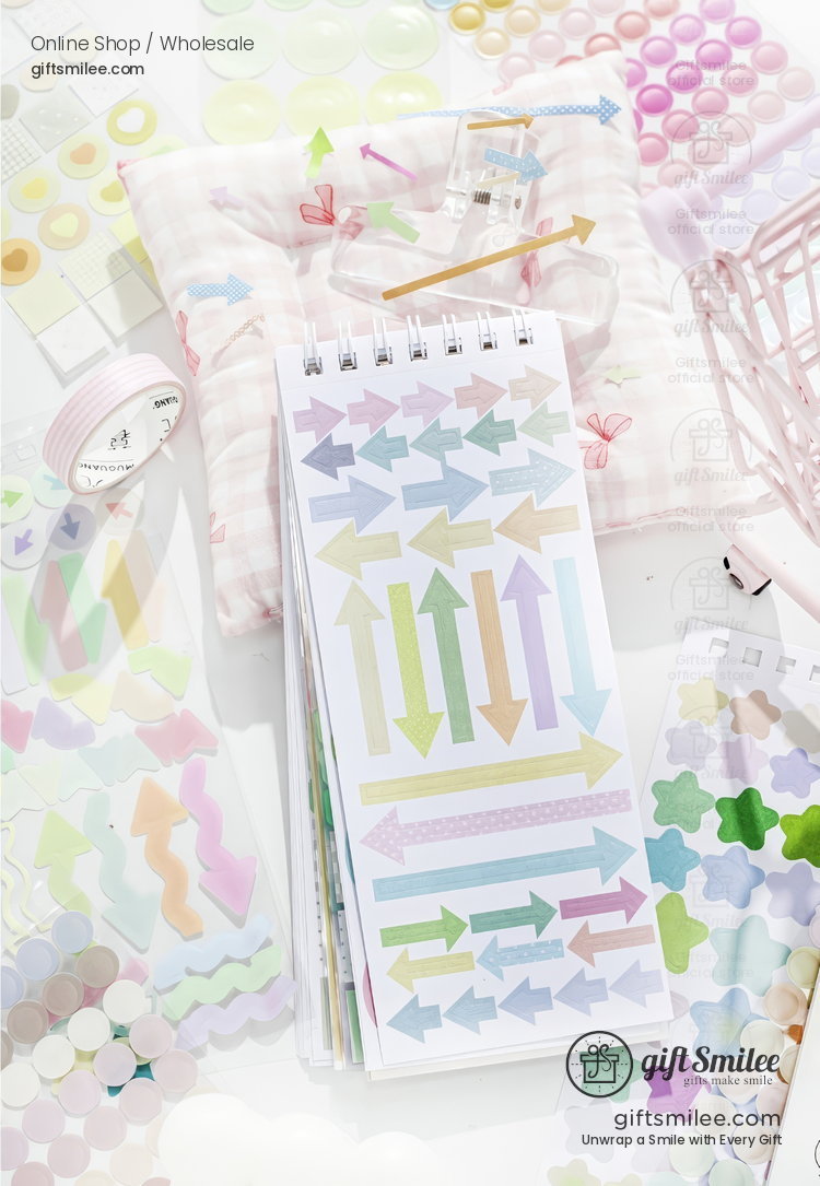 Pastel Gradient 30-Sheet Spiral Assorted Patterns Sticker Book | KS-SA-4439