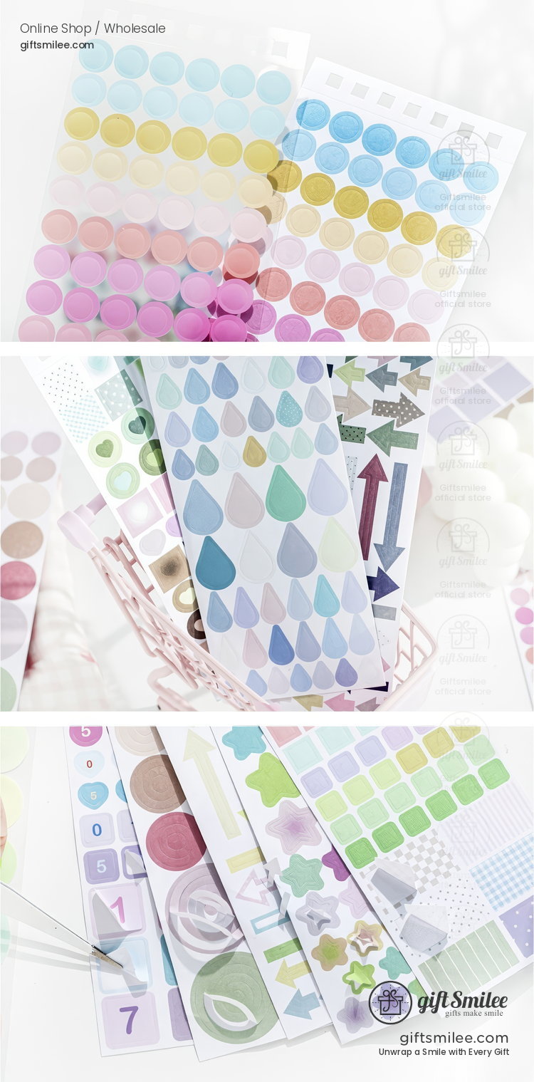 Pastel Gradient 30-Sheet Spiral Assorted Patterns Sticker Book | KS-SA-4439