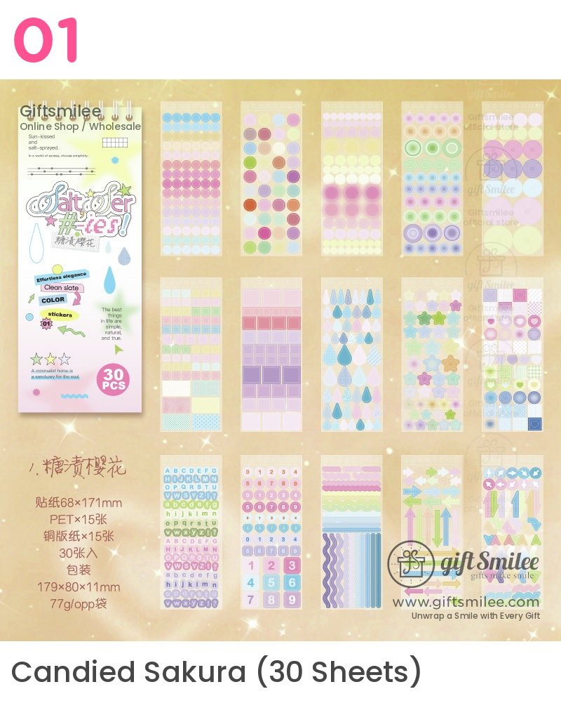 Pastel Gradient 30-Sheet Spiral Assorted Patterns Sticker Book | KS-SA-4439