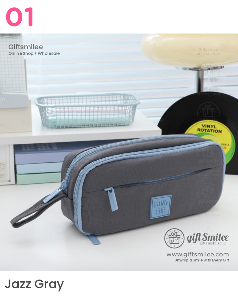Minimalist Multi-Compartment Pencil Case Organizer (Blue Grey Color One only) | KS-SB-005