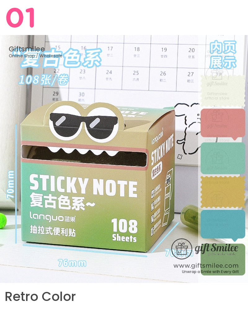 Rainbow Gradient Sticky Note Dispenser With Fun Face Design Post-It Notes | delicacy