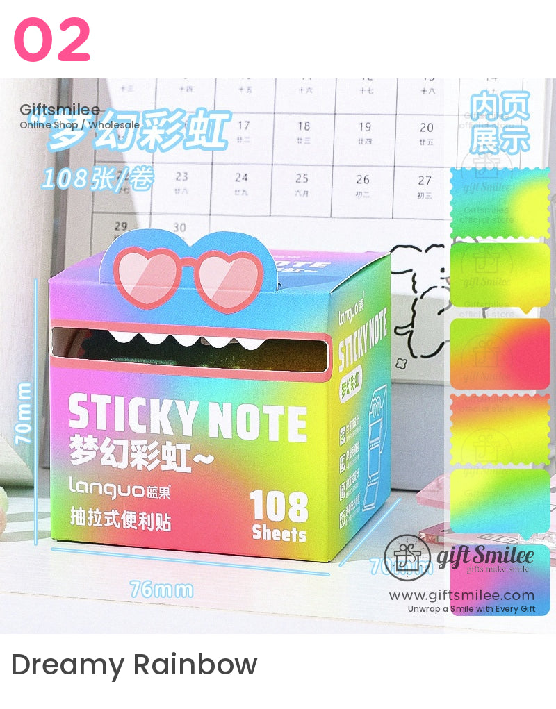 Rainbow Gradient Sticky Note Dispenser With Fun Face Design Post-It Notes | delicacy