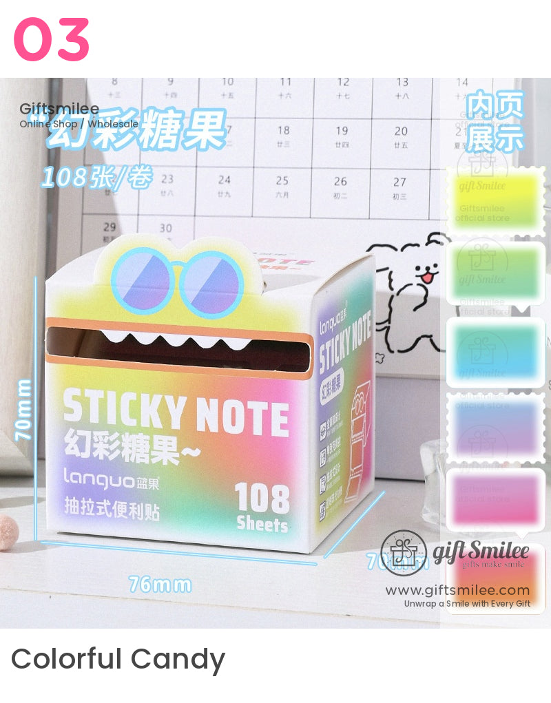 Rainbow Gradient Sticky Note Dispenser With Fun Face Design Post-It Notes | delicacy